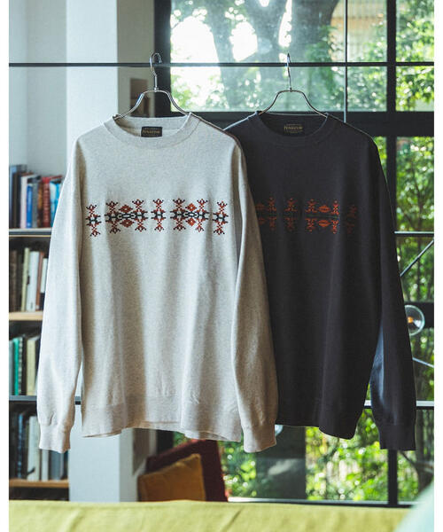 B MING by BEAMS 빔즈 X 펜들턴 자수 스웨트 티 92-13-0488-964