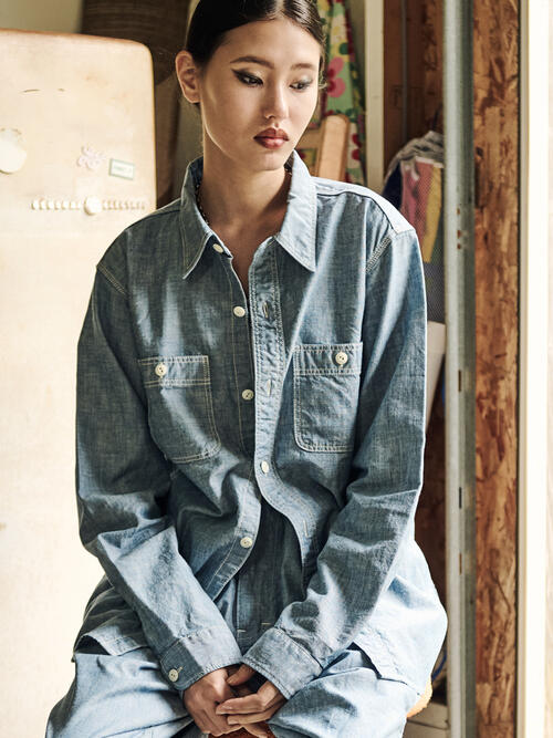 THE FLAT HEAD 플랫헤드 샴브레이 워크 셔츠 FN-SCK-010L