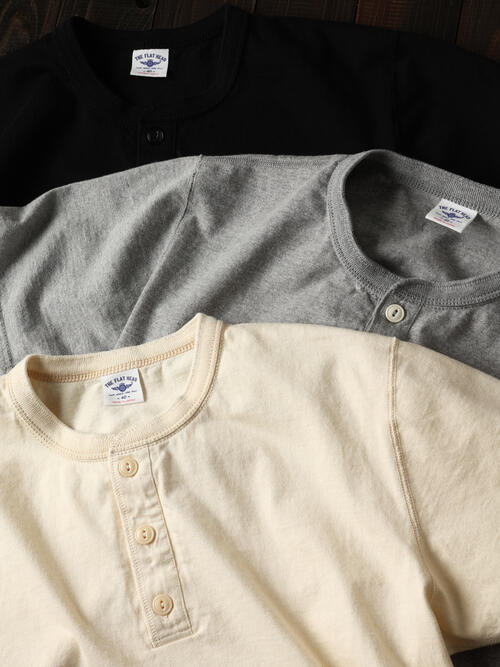THE FLAT HEAD 플랫헤드 헨리넥 반팔 티 빈티지 FN-TSH-003