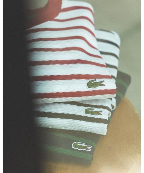 B MING by BEAMS 빔즈 X 라코스테 스트라이프 피케 긴팔 티 92-14-0266-462