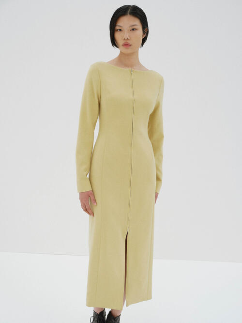 오라리 원피스 TENSE WOOL DOUBLE CLOTH FRONT-ZIP DRESS 25AW