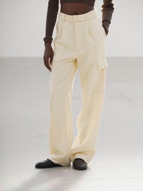 오라리 여성 바지 STRUCTURED WOOL DOUBLE CLOTH CARGO PANTS 25AW