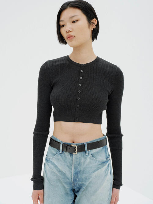 오라리 여성 가디건 SUPER FINE WOOL HIGH GAUGE RIB KNIT SHORT CARDIGAN 25AW