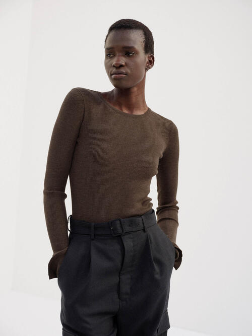 오라리 여성 티 SUPER FINE WOOL HIGH GAUGE RIB KNIT P/O 25AW