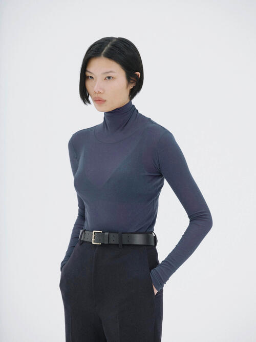 오라리 여성 티 SUPER HIGH GAUGE SHEER RIB TURTLE NECK L/S TEE 25AW