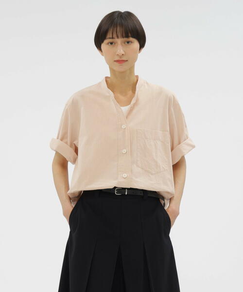 마가렛호웰 여성 반팔 셔츠 MELANGE COTTON POPLIN SHIRT 25SS