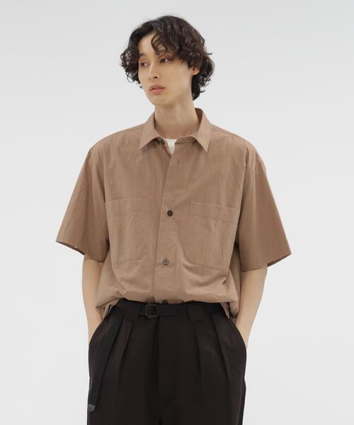 마가렛호웰 남성 반팔 셔츠 MELANGE COTTON POPLIN SHIRT 25AW
