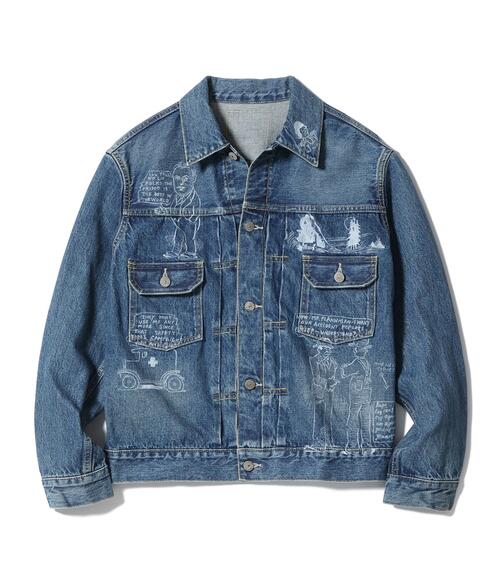 슈가케인 14.25oz 데님 재킷 카툰 프린트 1953 에이징모델 SC15716