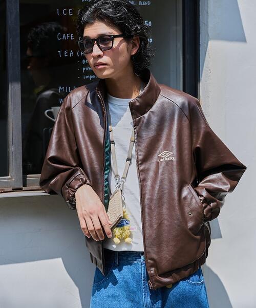 프릭스스토어 X 엄브로 인조가죽 스탠드 칼라 블루종 재킷 25AW 1059394400021