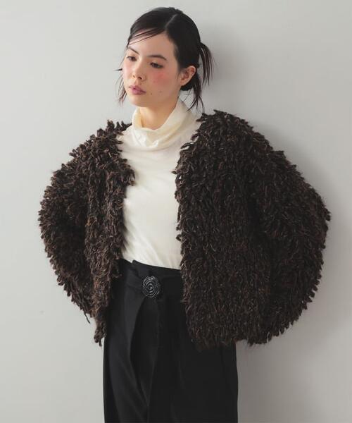 레이 빔즈 믹스 루프 니트 재킷 여성 와이드  61-15-1257-370