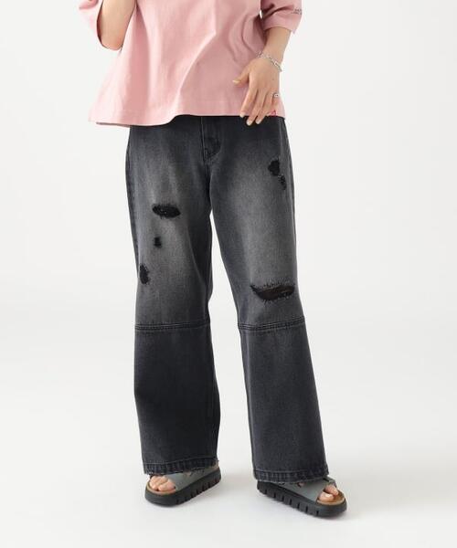 B MING by BEAMS 빔즈 여성 데미지 데님 팬츠 청바지 93-21-0154-213