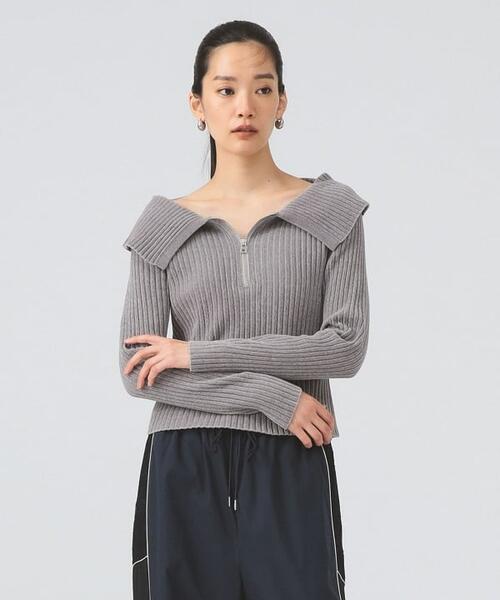 레이 빔즈 하프 지퍼 빅 칼라 니트 여성 61-15-1312-529