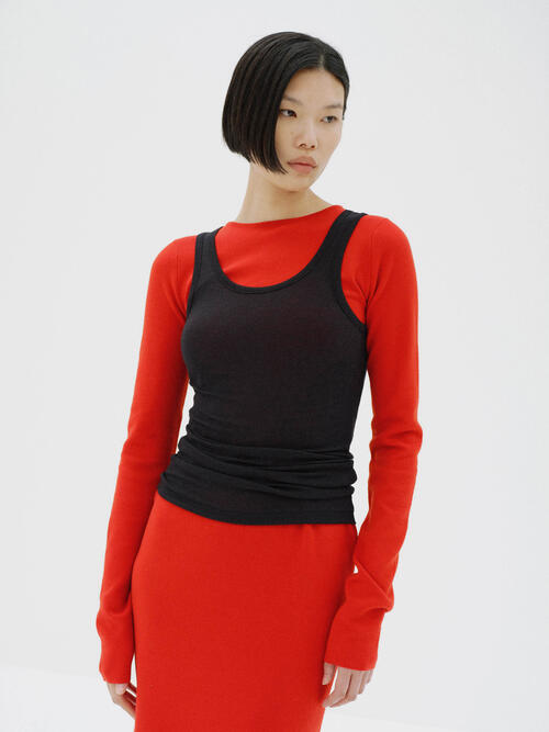 오라리 여성 민소매 티 WOOL SILK SOFT RIB TANK 25AW