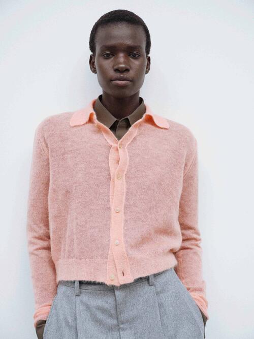 오라리 여성 가디건 KID MOHAIR SHEER KNIT SHIRT CARDIGAN 25AW