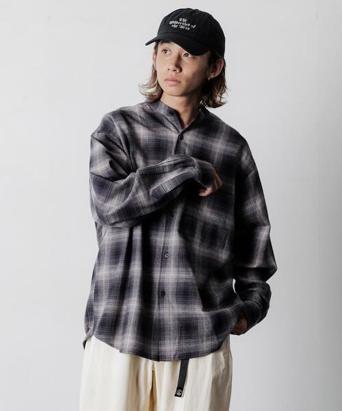 프릭스스토어 옴브레 체크 밴드 칼라 플란넬 셔츠 1201248900286 25AW