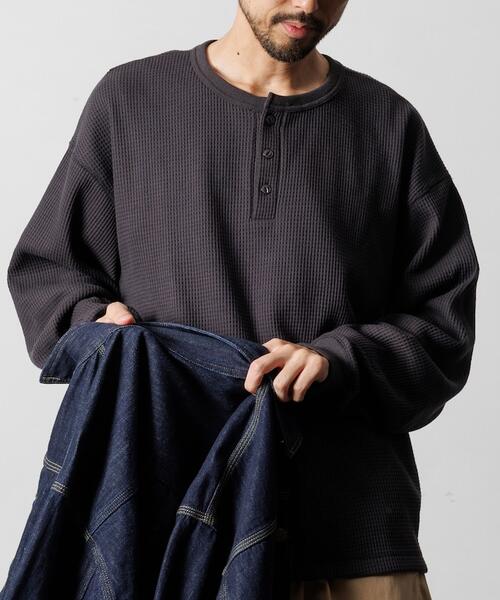 프릭스스토어 빅실루엣  와플 써멀 헨리넥 긴팔 티 1220248900015 25AW