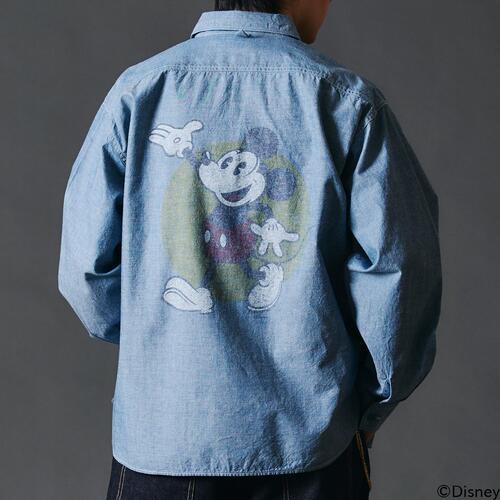 반스 아웃피터스 인디고 샴브레이 긴팔 셔츠 미키마우스 25AW BR-25340