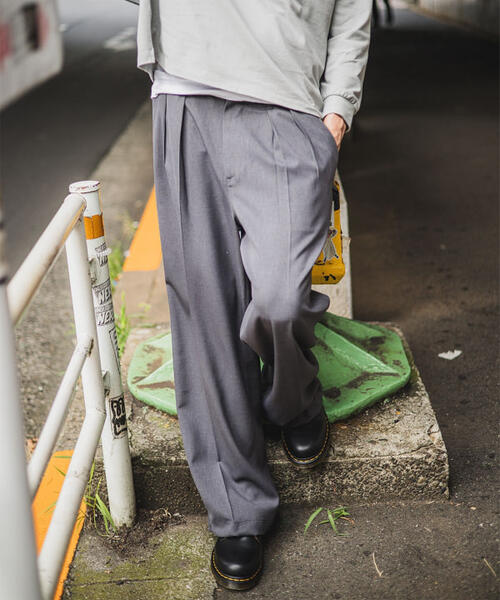 빔즈 2 플리츠 와이드 슬랙스 바지 11-23-0581-120 스트레이트핏