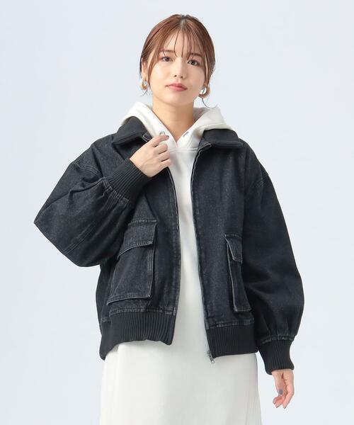 빔즈 하트 더블 포켓 데님 블루종 여성 청점퍼 43-18-0115-408