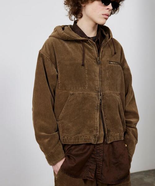 빔즈 와이드 쇼트 페이드 코듀로이 후드 블루종 점퍼 11-18-3308-791