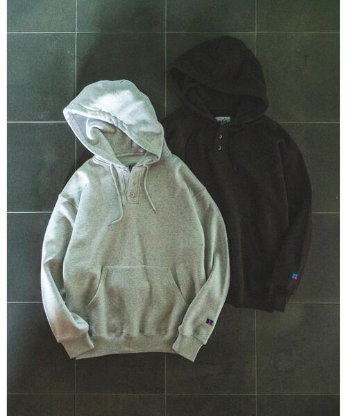 B MING by BEAMS 빔즈 X RUSSELL ATHLETIC 후드 스웨트 티 92-13-0491-001