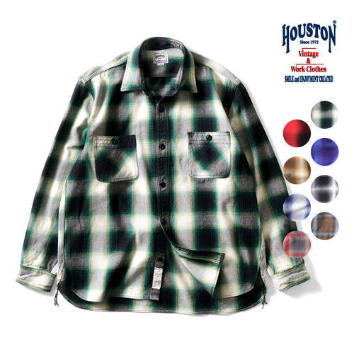 휴스턴 HOUSTON 옴브레 체크 비엘라 긴팔 셔츠 41252 25aw