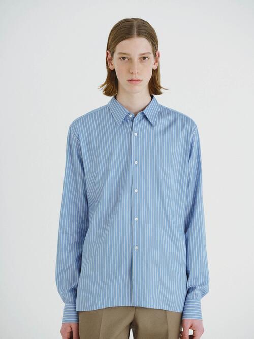 오라리 남성 셔츠 COTTON SILK STRIPE DOUBLE-CUFF SHIRT 25AW