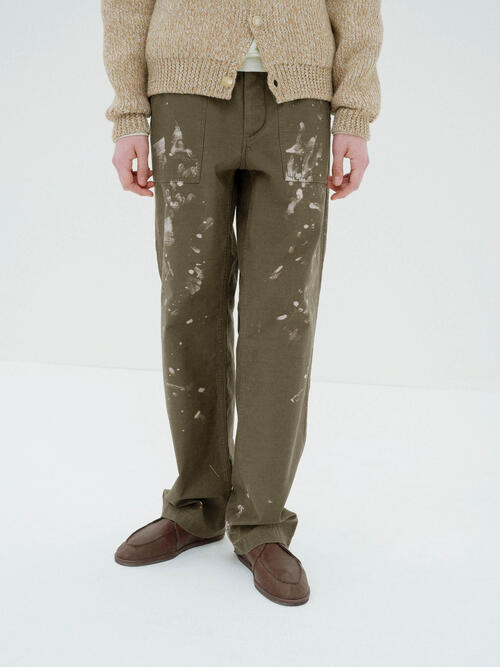 오라리 남성 바지 WASHED BAGGY SATIN BLEACHED BAKER PANTS 25AW