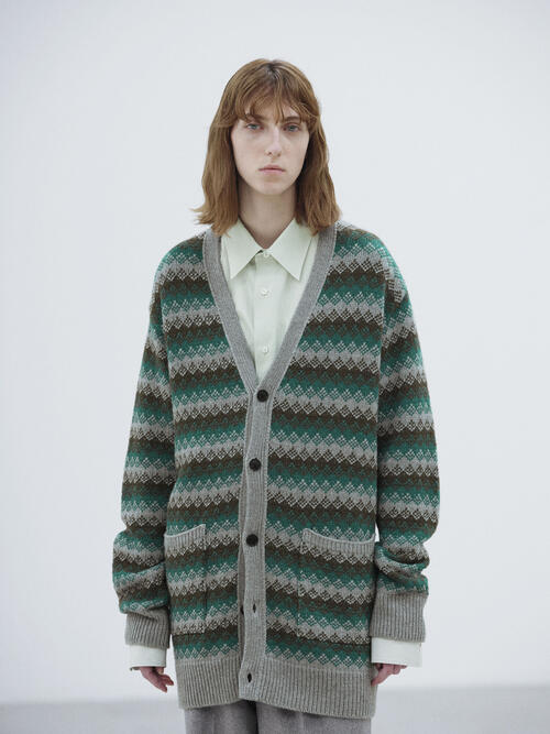오라리 여성 가디건 CASHMERE JACQUARD KNIT LONG CARDIGAN 25AW