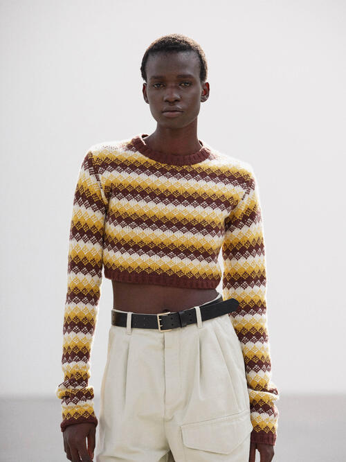 오라리 여성 니트 CASHMERE JACQUARD KNIT CROPPED P/O 25AW