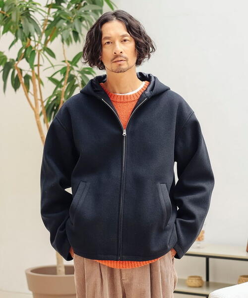 B MING by BEAMS 빔즈 하이브리드 멜톤 후드 집업 점퍼 25AW 92-18-0480-147