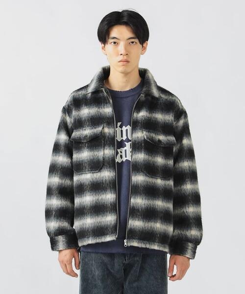 빔즈 하트 샤기 체크 집업 셔츠 재킷 25AW 42-11-0111-147