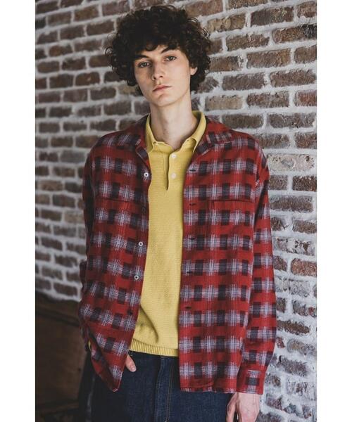 빔즈 플러스 체크 셔츠 Open Collar Brushed Satin Plaid 25AW 38-11-1671-139