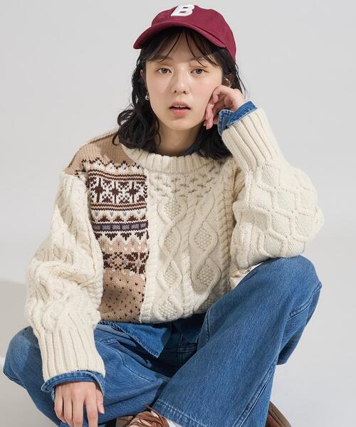 프릭스스토어 케이블 노르딕 니트 풀오버 여성 와이드 25AW 1132248902967