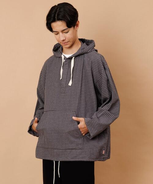 프릭스스토어 X HINSON 체크 헨리넥 후드 셔츠 25AW 1003233600048