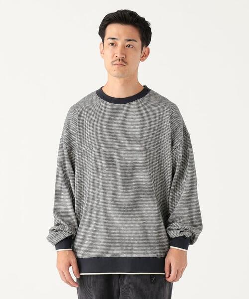 B MING by BEAMS 빔즈 버드 아이 자카드 긴팔 티 25AW 92-13-0468-803