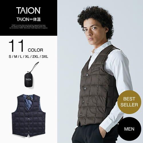 타이온 베이직 브이넥 버튼 이너 다운 패딩 조끼 TAION-003