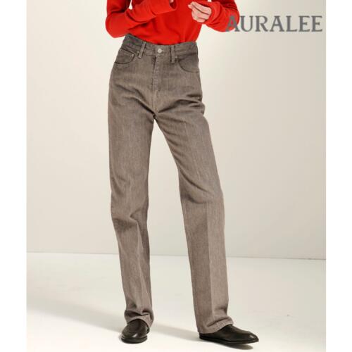 오라리 여성 데님 팬츠 바지 HARD TWIST BROWN DENIM 5P PANTS 23AW