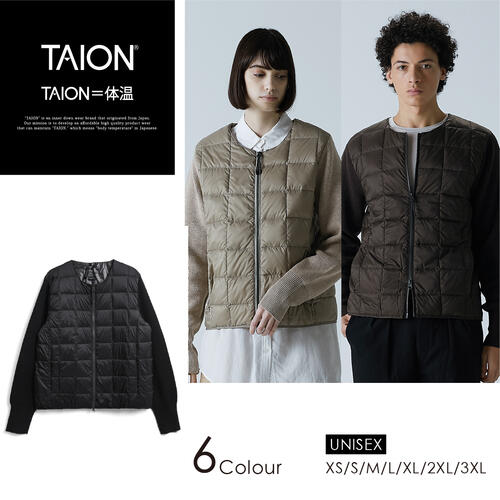 타이온 크루넥 니트 슬리브 다운 재킷 점퍼 패딩 TAION-104WZSN