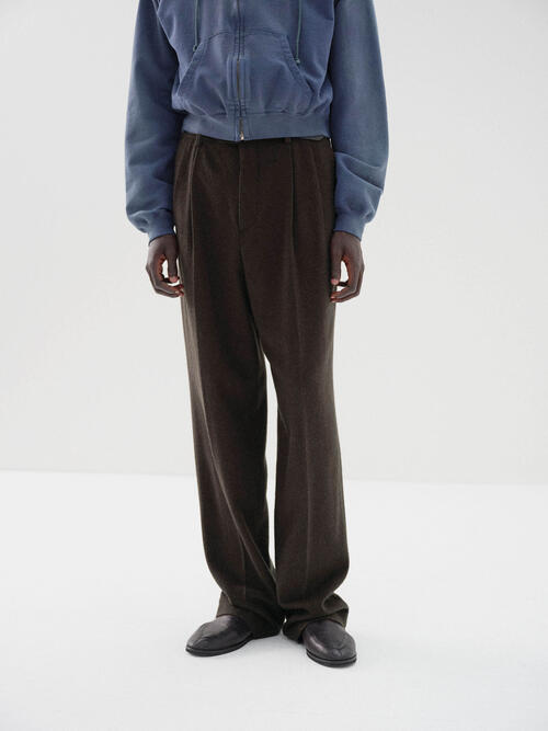 오라리 남성 바지 BABY CAMEL FLANNEL TWO-TUCK SLACKS 25AW
