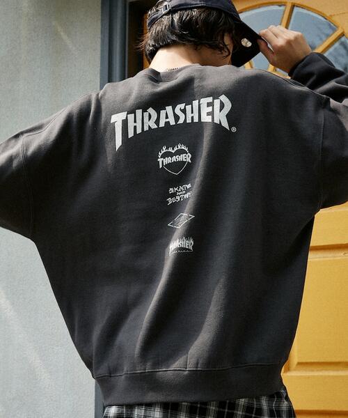 프릭스스토어 X THRASHER 로고 백프린트 스웨트 티 기모 맨투맨 25AW 3110327600003