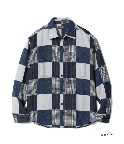 슈가케인 패치워크 체크 워크 긴팔 셔츠 빈티지 SC29589