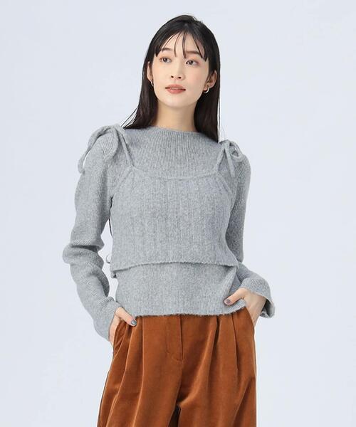 빔즈 하트 리본 캐미솔 조끼 니트 풀오버 여성 25AW 43-15-0337-138