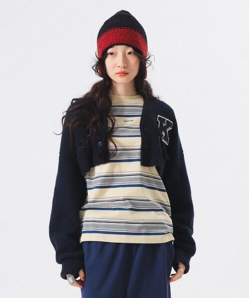 빔즈 보이 쇼트 레터 니트 가디건 여성 25AW 13-15-0176-126