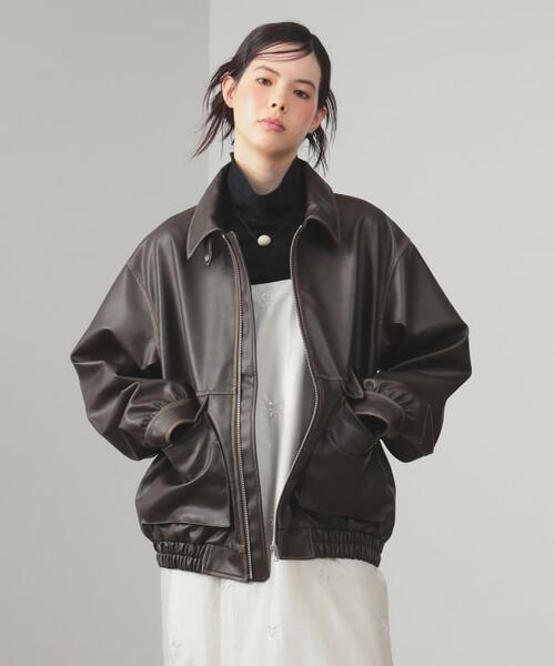 레이 빔즈 여성 인조가죽 플라이트 재킷 점퍼 25AW 61-18-0550-370