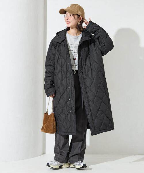 타이온 X 프릭스스토어 퀼팅 후드 롱 다운 패딩 점퍼 코트 여성 25AW 1355371000015