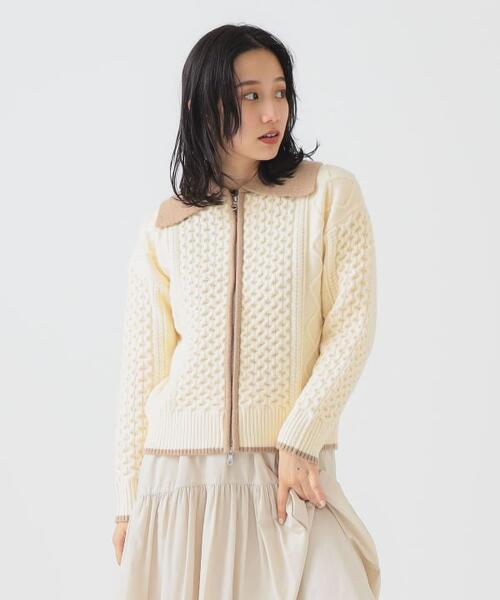 B MING by BEAMS 빔즈 여성 니트 지퍼 블루종 가디건 93-15-0850-213