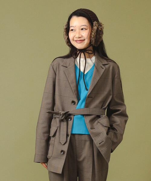 빔즈 보이 여성 체크 슈팅 재킷 25AW 13-16-0049-803