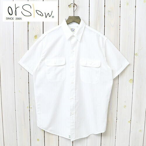 오어슬로우 화이트 샴브레이 반팔 셔츠 플랩 포켓 빈티지 01-8172-69