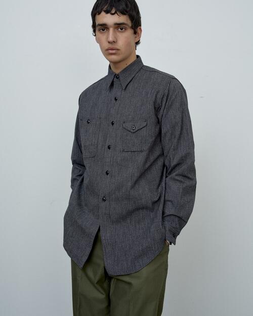 아나토미카 샴브레이 셔츠 BIG A SHIRT BLACK CHAMBRAY 빈티지 워크 셔츠